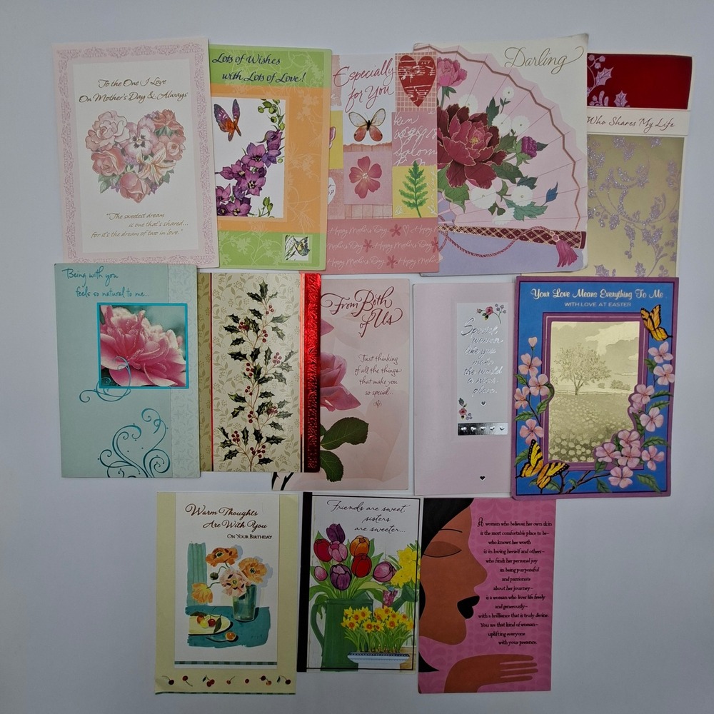 Lot of 55 Used Greeting Cards Ephemera Christmas Birthday Junk Journal Mixed Art - Picture 3 of 7
